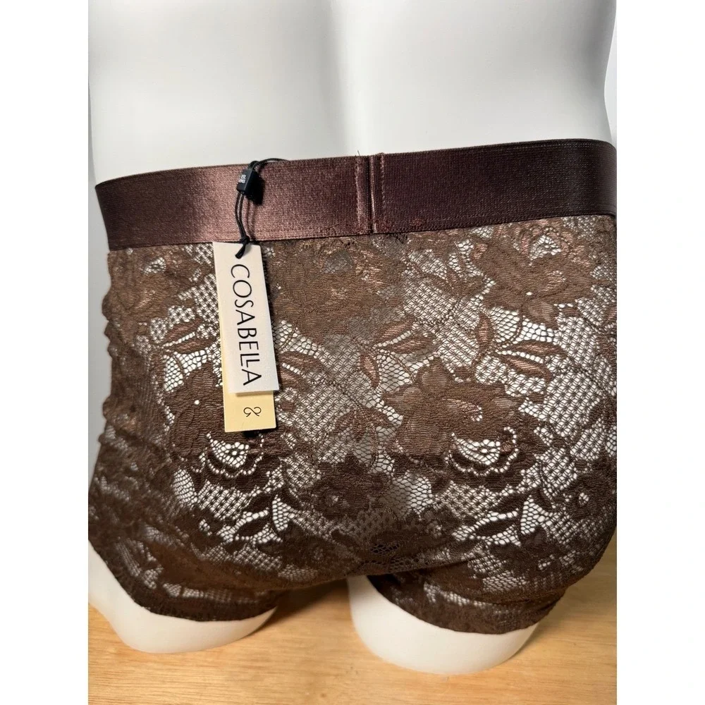 Cosabella Men's Luxury Brown Lace Boxer Trunks Size‎ L